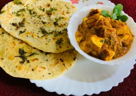 Punjabi Chicken With Lacha Cheese Onion Chilli Paratha