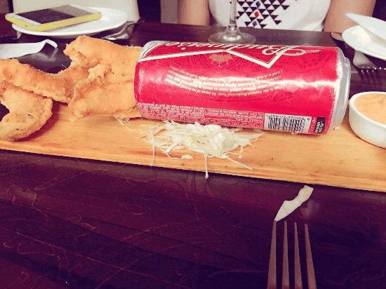 Beer Can Tempura Fish at High Ultra Lounge - Sheraton Grand Bangalore Hotel at Brigade Gateway, Bengaluru